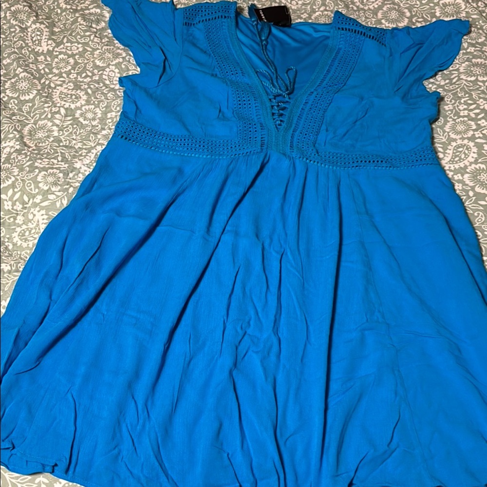 Torrid Mini Gauze Lace Up Skater Dress Size 2